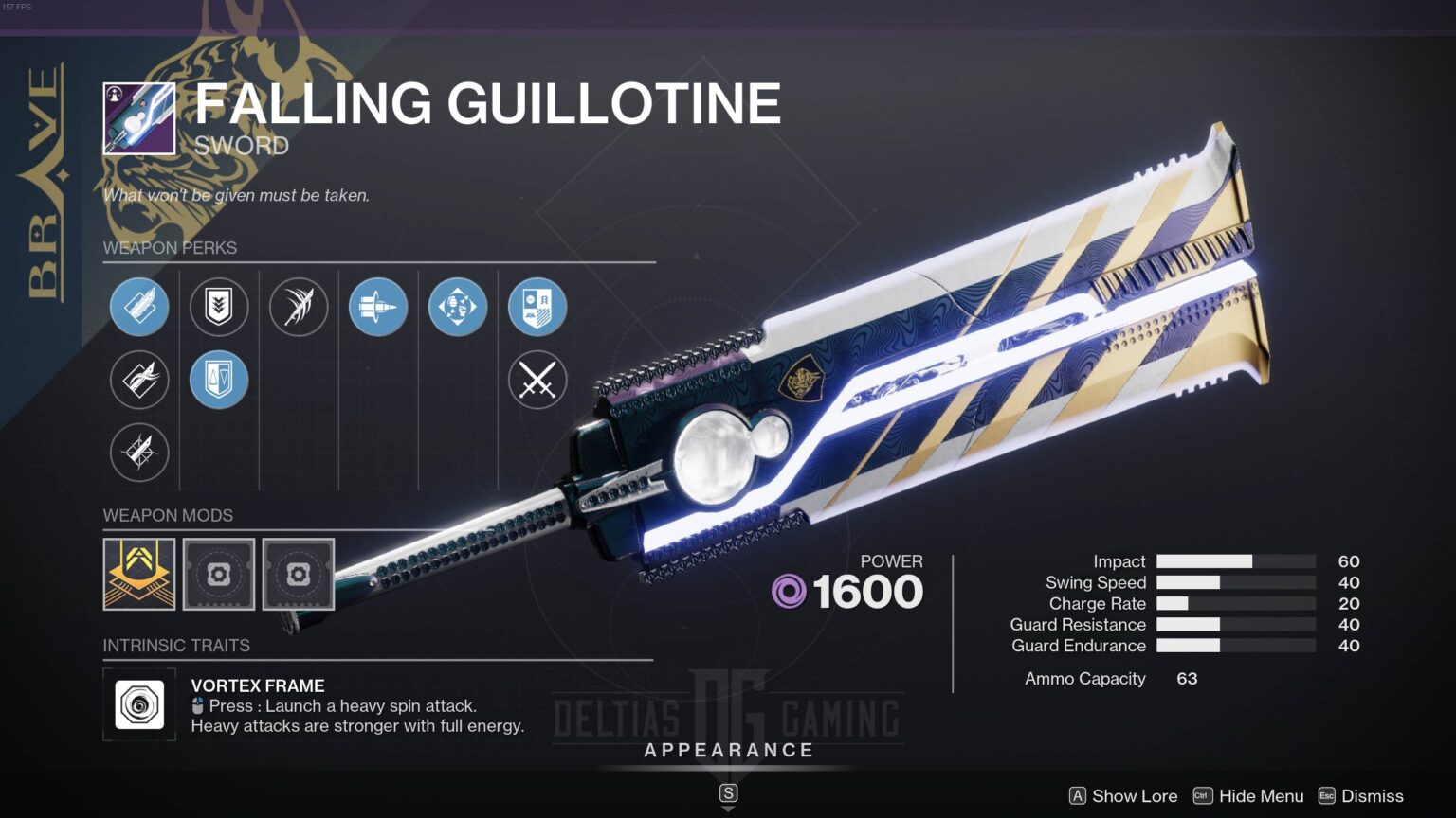 Destiny 2 Falling Guillotine God Roll And How To Get Deltia S Gaming