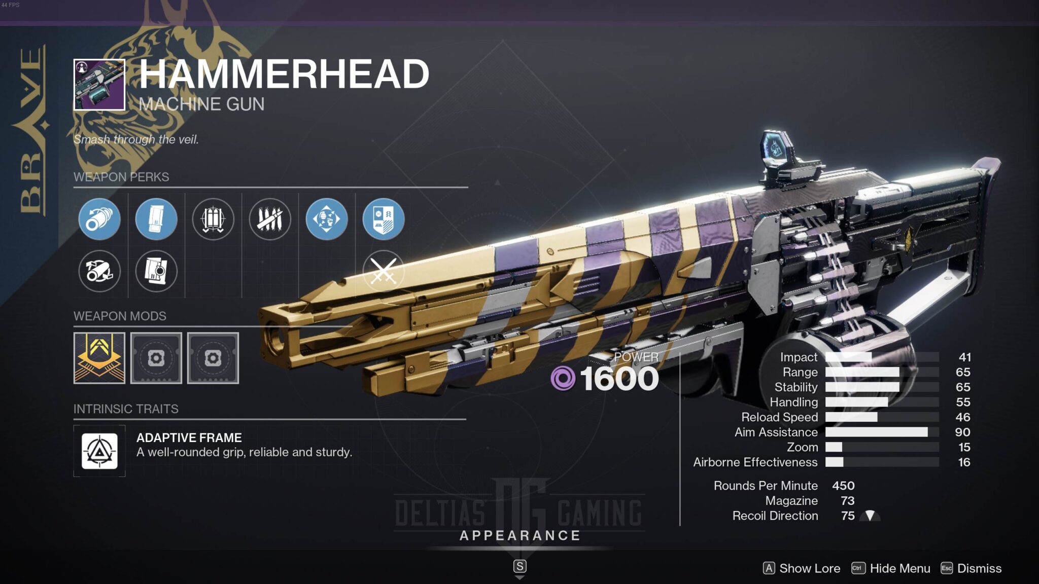 Destiny 2 Hammerhead God Roll And How To Get Deltia S Gaming