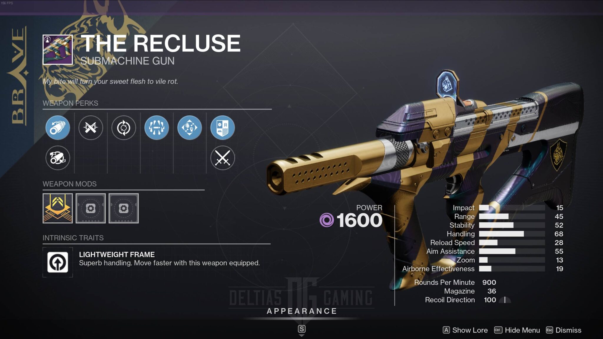 Destiny The Recluse God Roll And How To Get Deltia S Gaming