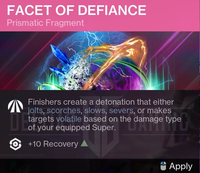 Destiny 2 Facet Of Defiance Prismatic Fragment Deltias Gaming