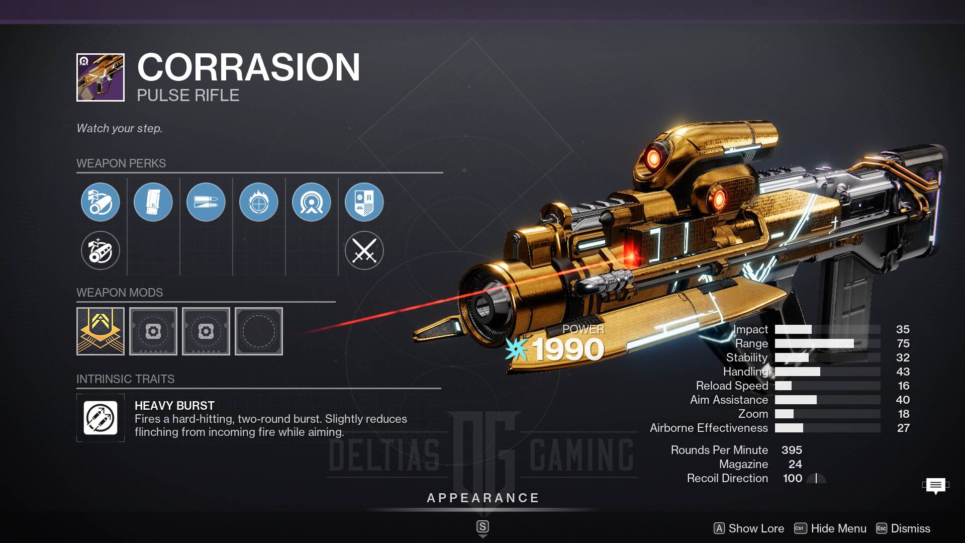 Destiny 2 Corrasion God Roll and How to Get Deltia's Gaming
