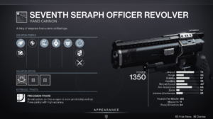 Destiny 2 Seventh Seraph Officer Revolver - Hand Cannon