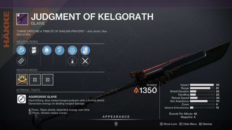 Judgement of Kelgorath Season 19 Weapon