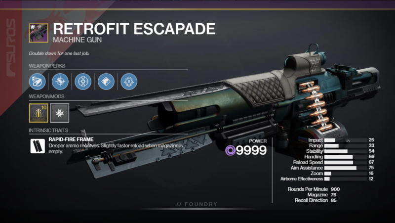 Destiny 2 Retrofit Escapade PvP God Roll