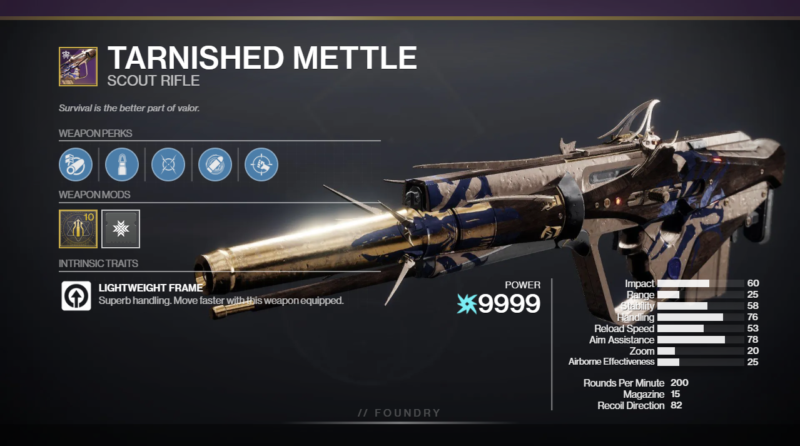 Tarnished Mettle PvP God Roll