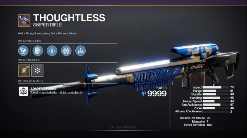 Thoughtless PVE God Roll
