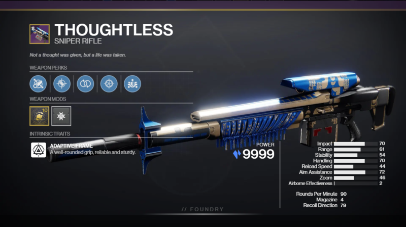 Thoughtless PvP God Roll