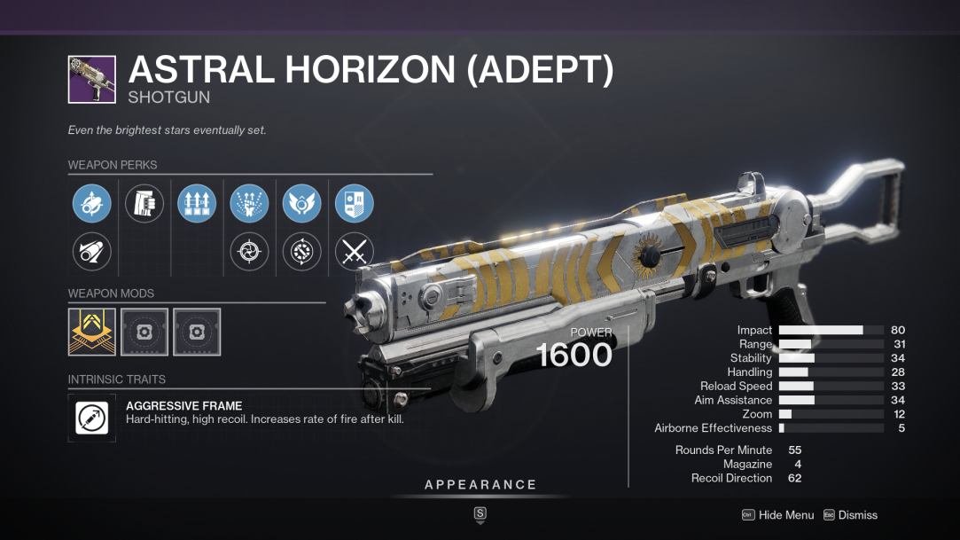 Destiny 2 Astral Horizon (Adept) Shotgun