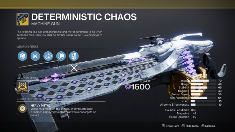 Destiny 2 - Deterministic Chaos - Exotic