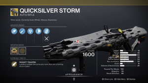 Destiny 2 Quicksilver Storm Auto Rifle Exotic
