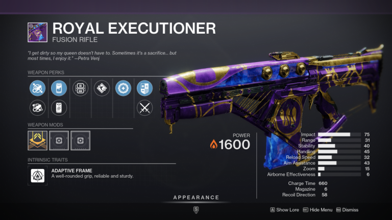 Destiny 2 Royal Executioner Fusion Rifle