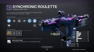 Destiny 2 Synchronic Roulette Submachine Gun