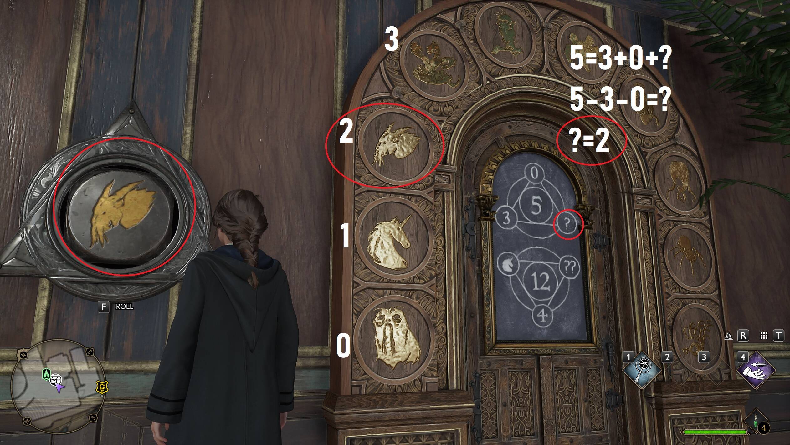 Hogwarts Legacy door puzzle, How to solve numbers and symbols riddle