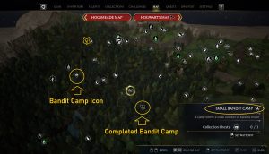 Hogwarts Legacy - Bandit Camp Icons on The map