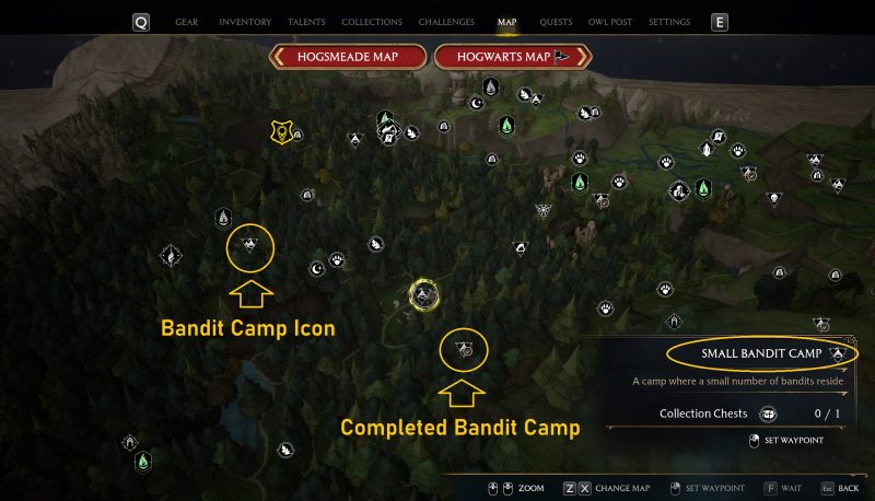 Bandit Camp Icons on The map