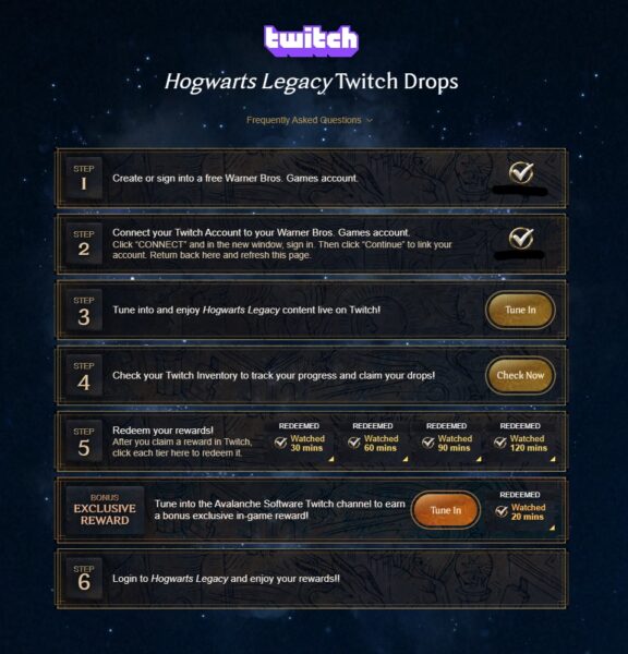 Hogwarts Legacy Link Account to Get a Twitch Drops