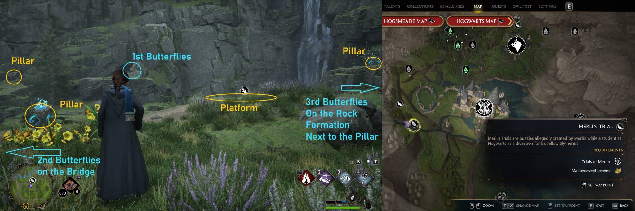Hogwarts Legacy Merlin's Trial Butterflies Puzzle Location 1