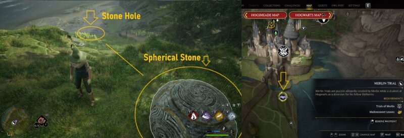 Hogwarts Legacy - Merlin's Trial Location 4 - Big Spherical Stone