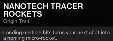 Nanotech Tracer Rockets Destiny 2 Origin Trait