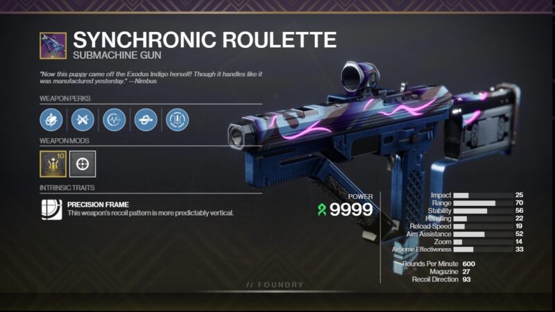 Synchronic Roulette PVP God Roll