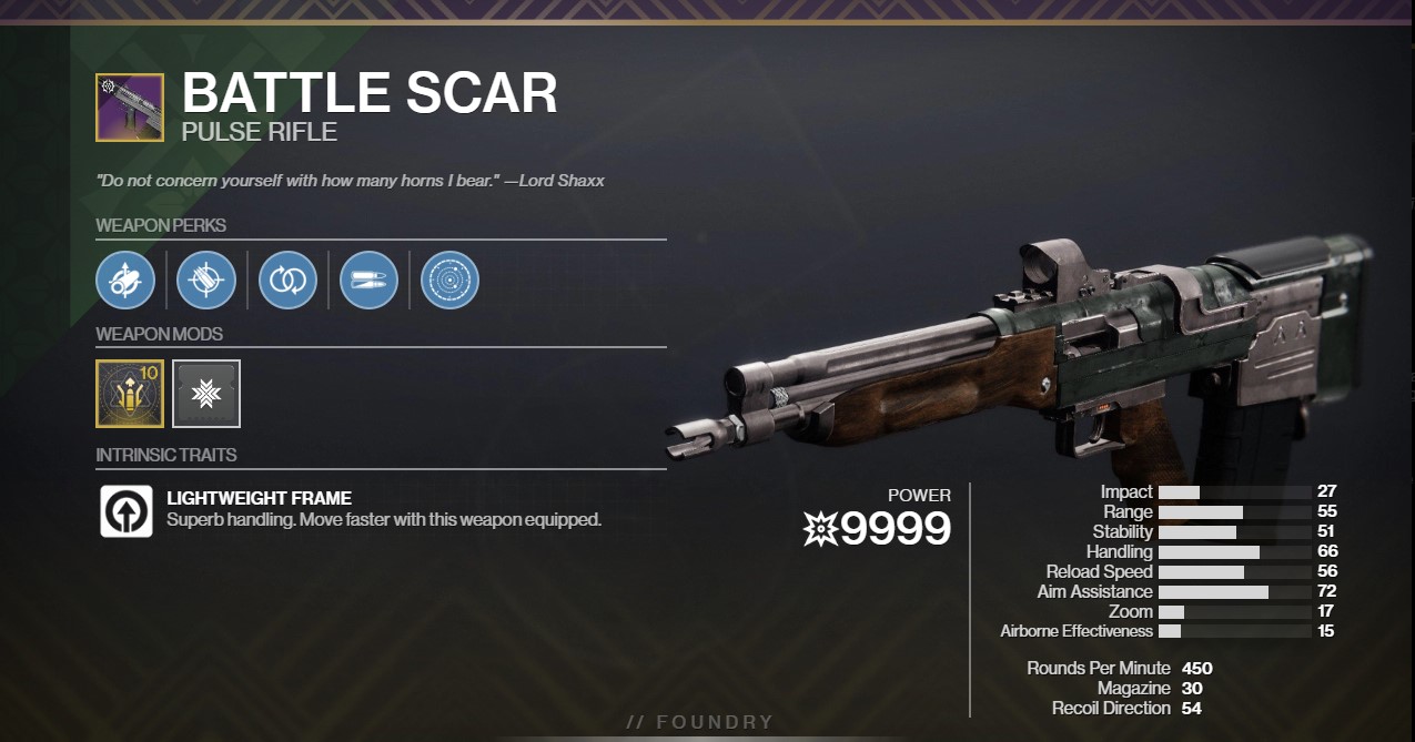 Battle Scar PvP God Roll