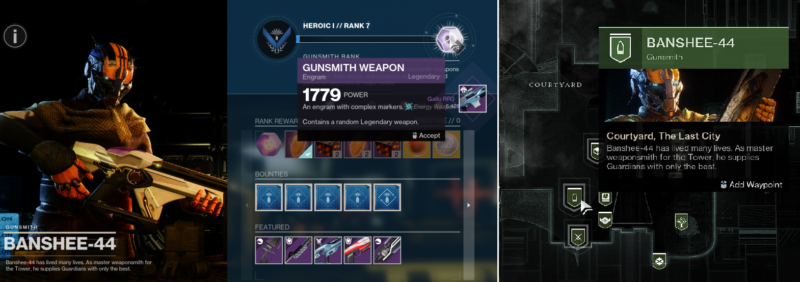 Destiny 2 - Banshee Reputation Rank-up Rewards