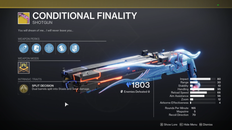 Destiny 2 Conditional Finality Shotgun