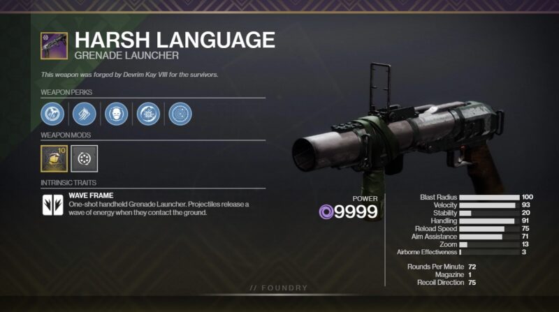 Destiny 2 - Harsh Language - God Roll PvP