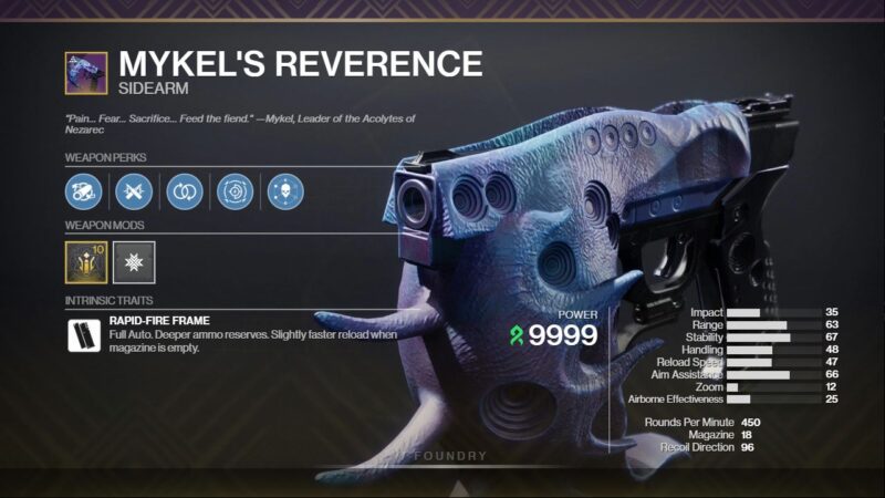 Mykel's Reverence PvP God Roll