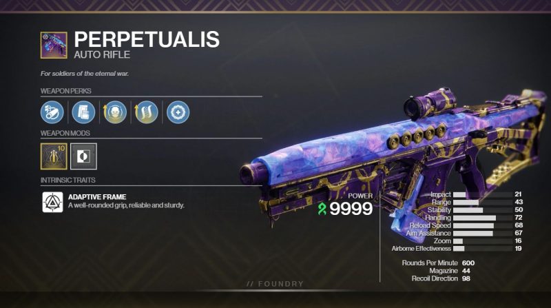 Perpetualis PvE God Roll