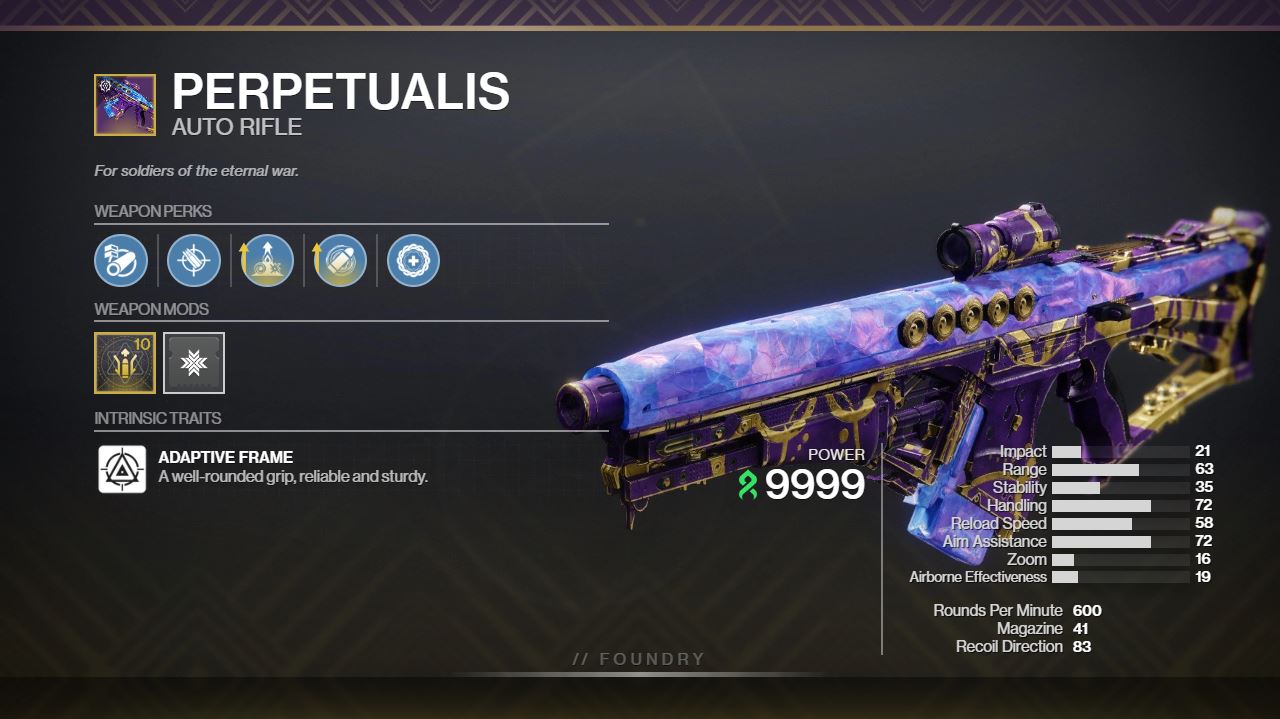 Destiny 2 Perpetualis God Roll and How to Get Deltia's Gaming