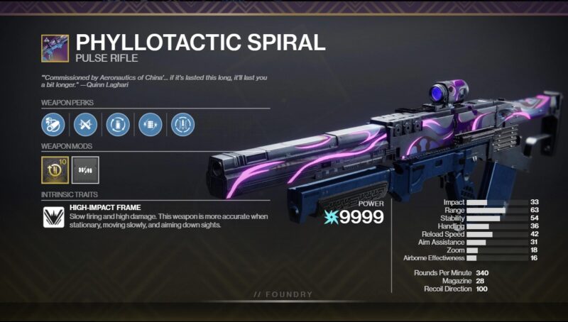 Phyllotactic Spiral PVE God Roll