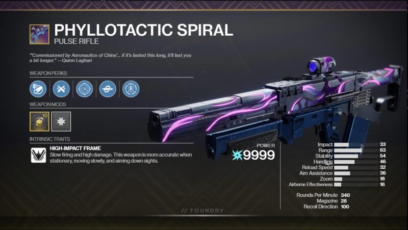 Phyllotactic Spiral PVP God Roll