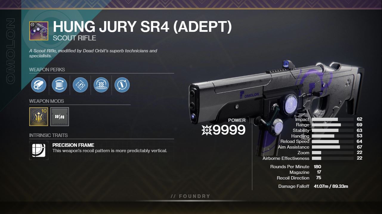 Destiny 2 Hung Jury SR4 PvE God Roll - Deltias Gaming