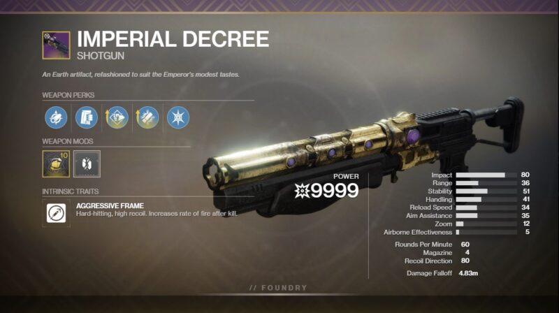 Imperial Decree PvE God Roll