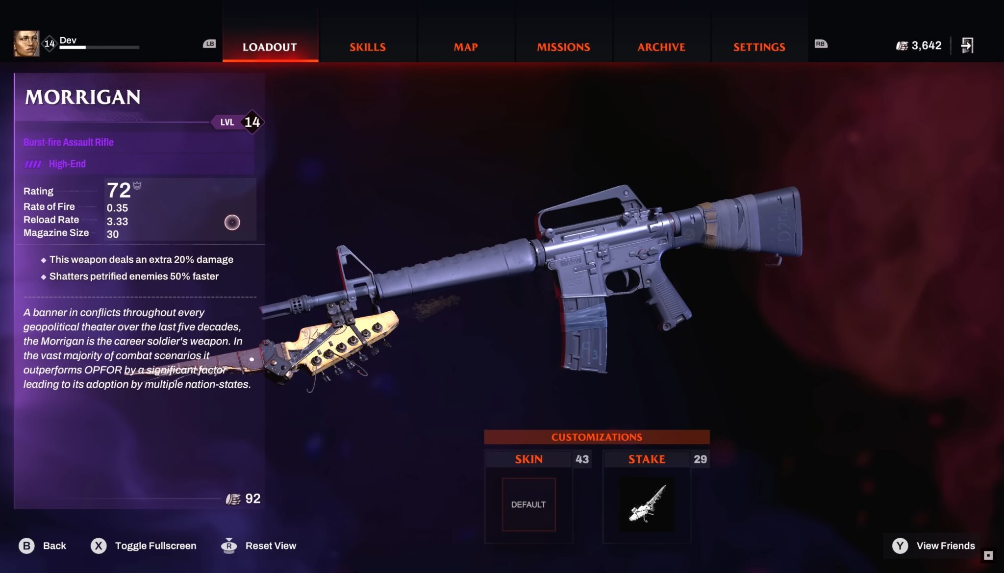 Redfall Assault Rifle with Equipped Stake