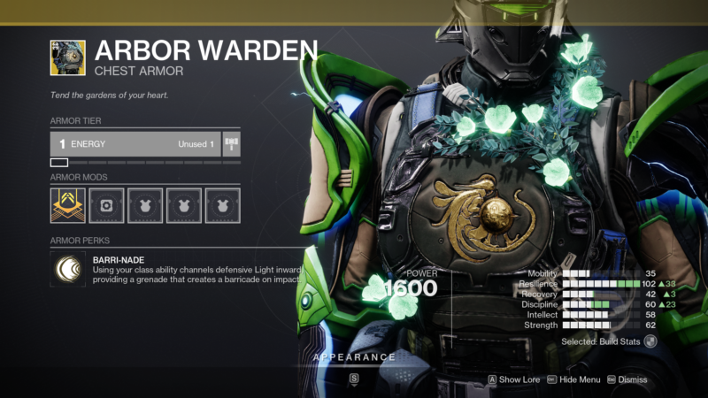 Destiny 2 Arbor Warden Titan Exotic