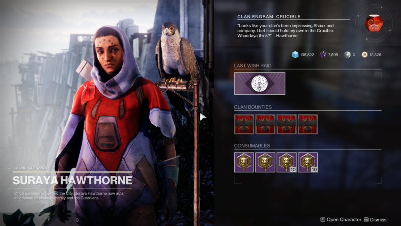 Destiny 2 Clan Vendor Suraya Hawthorne