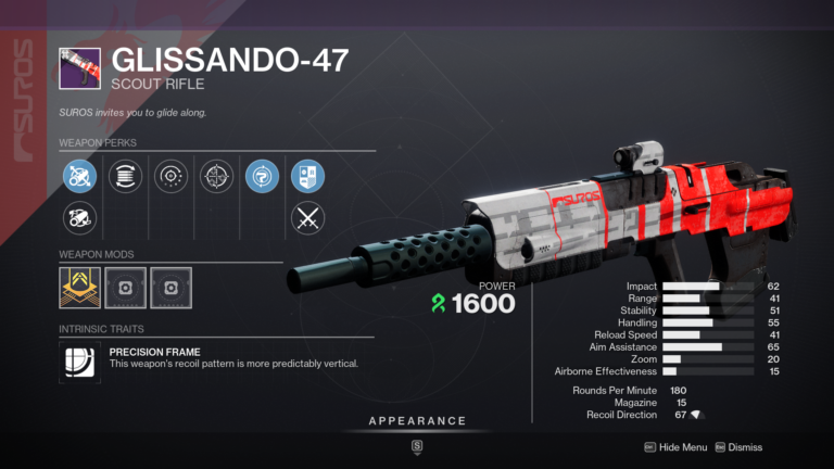 Destiny 2 Glissando-47 Scout Rifle