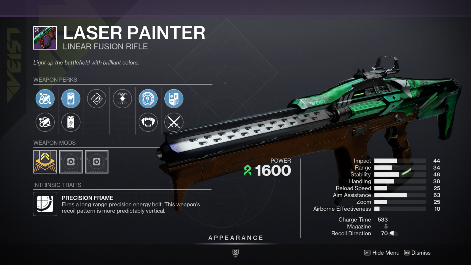Destiny 2 Laser Painter God Roll and How to Get Deltia's Gaming