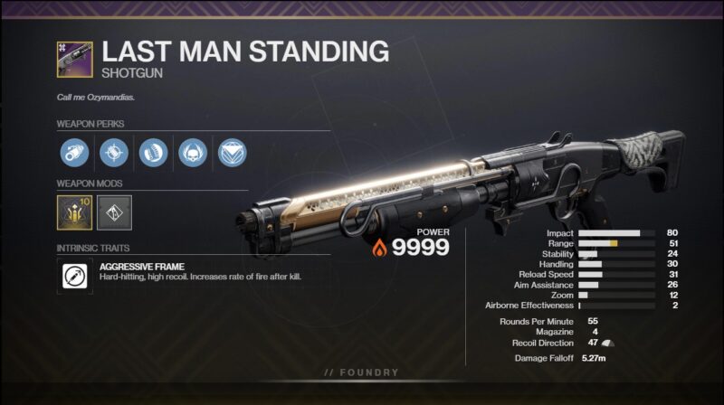 Destiny 2 Last Man Standing God Roll and How to Get