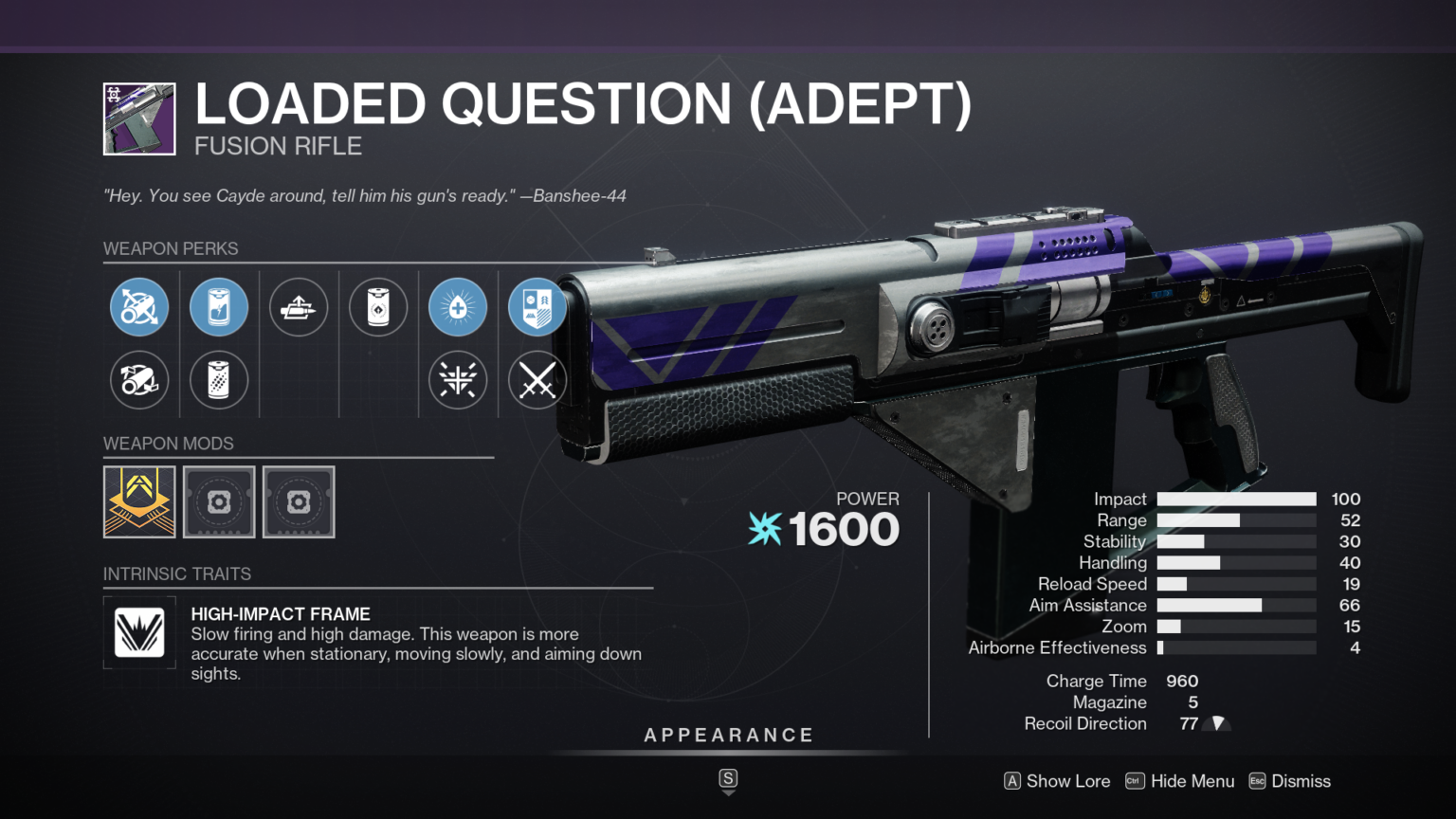 Destiny 2 Loaded Question God Roll and How to Get Deltia's Gaming