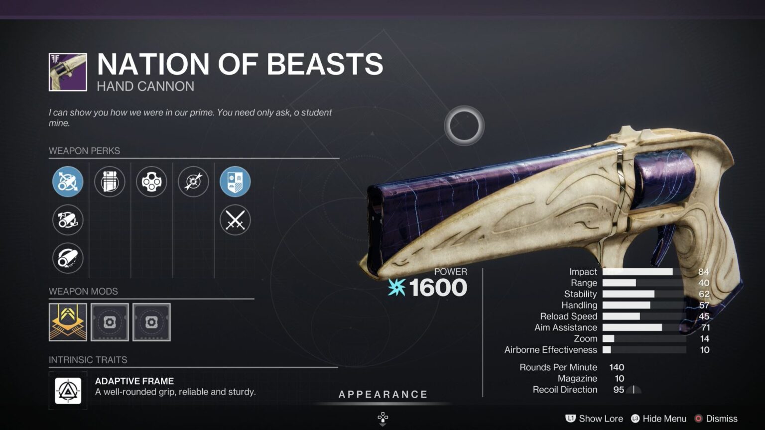 Destiny 2 Nation of Beasts God Roll and How to Get Deltia's Gaming