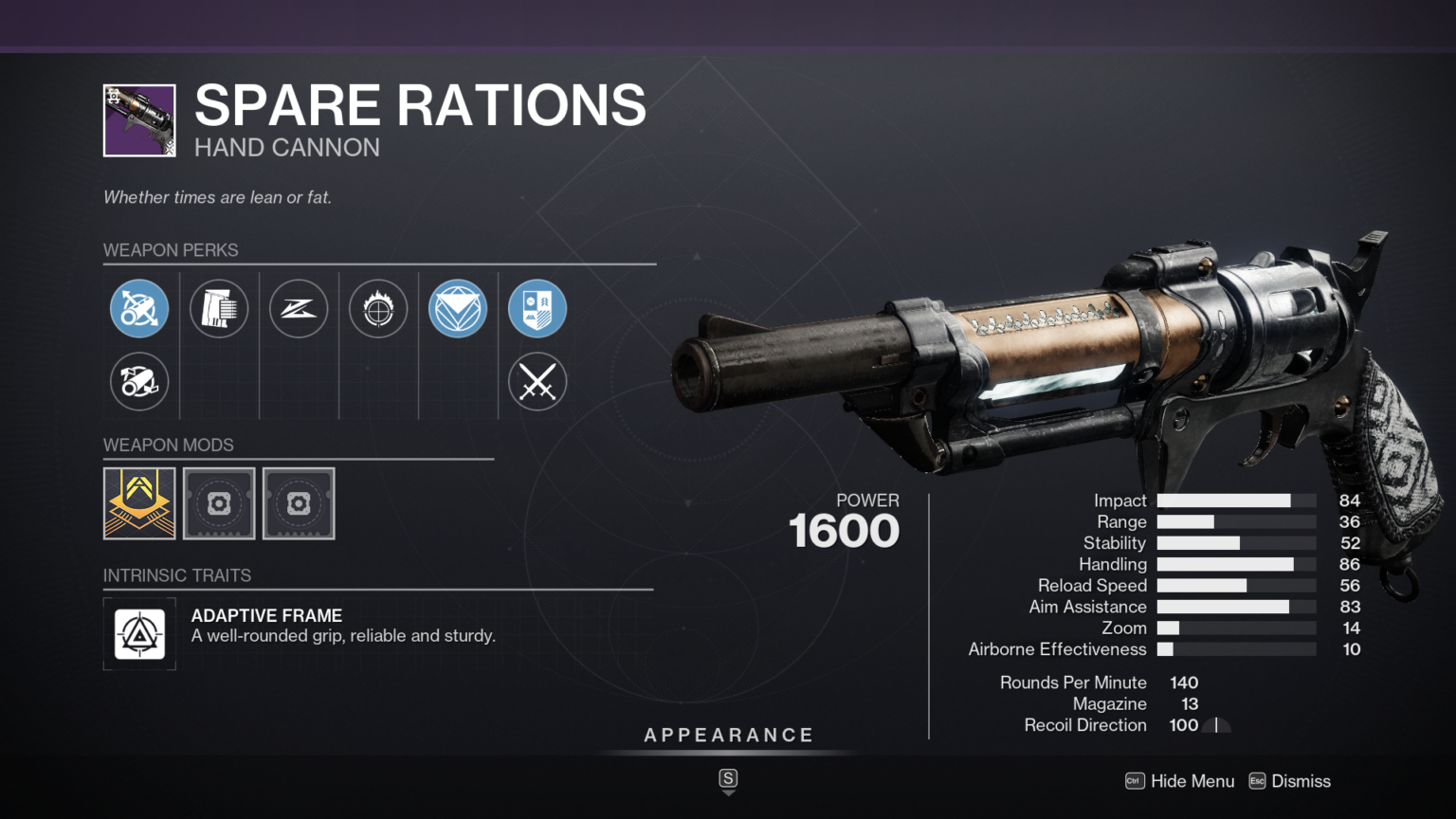 Destiny 2 Spare Rations God Roll and How to Get Deltia's Gaming