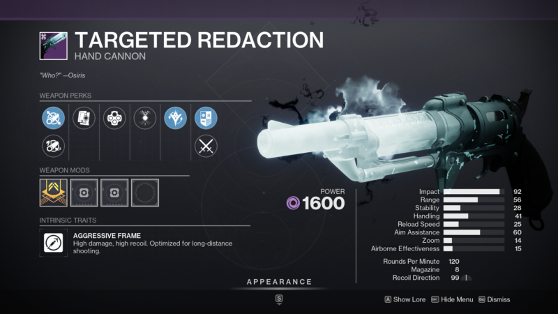 Spare Rations god roll - Destiny 2