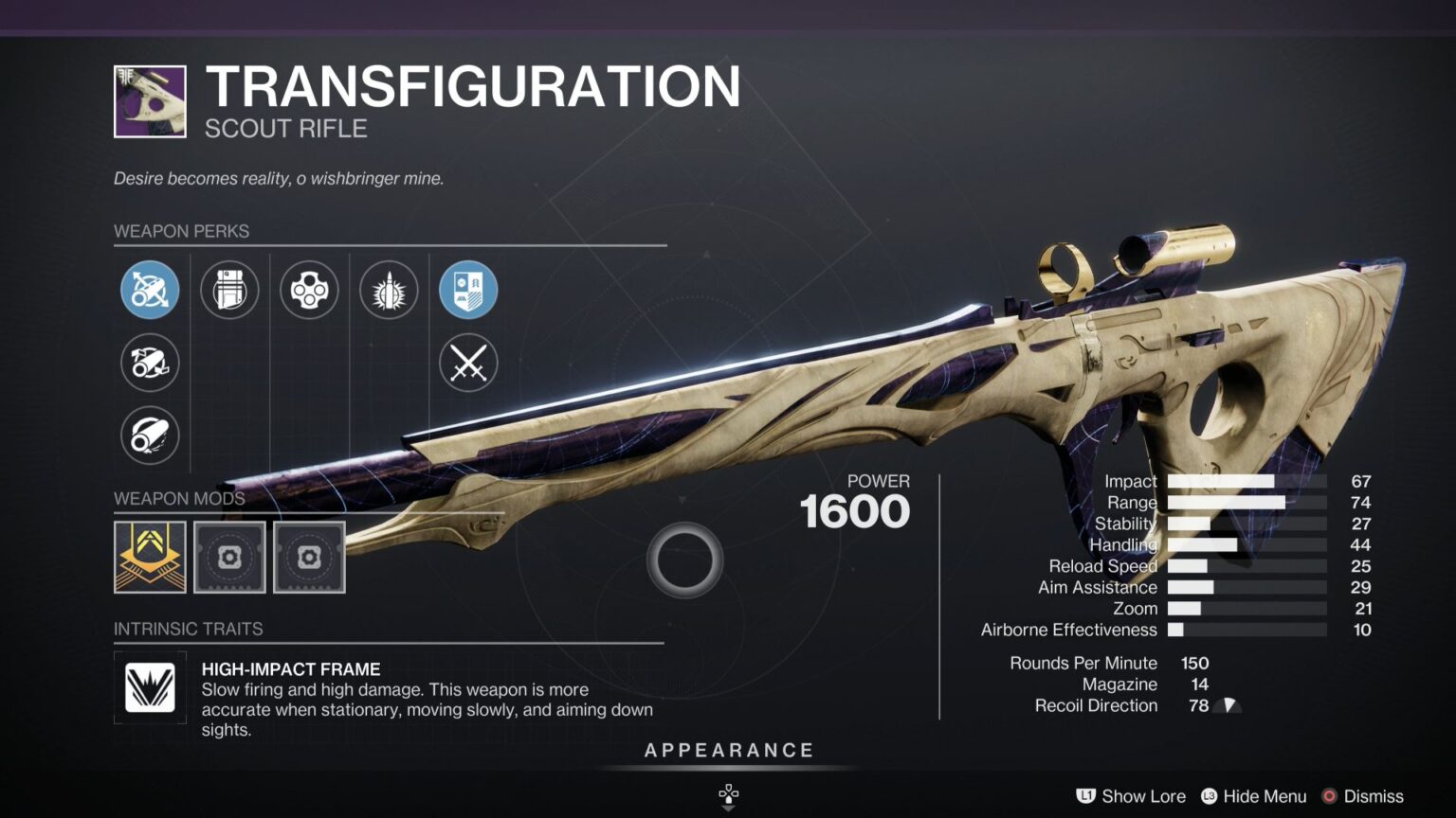 Destiny 2 Transfiguration God Roll and How to Get Deltia