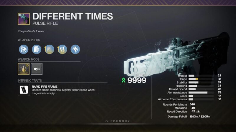 Different Times PvE God Roll