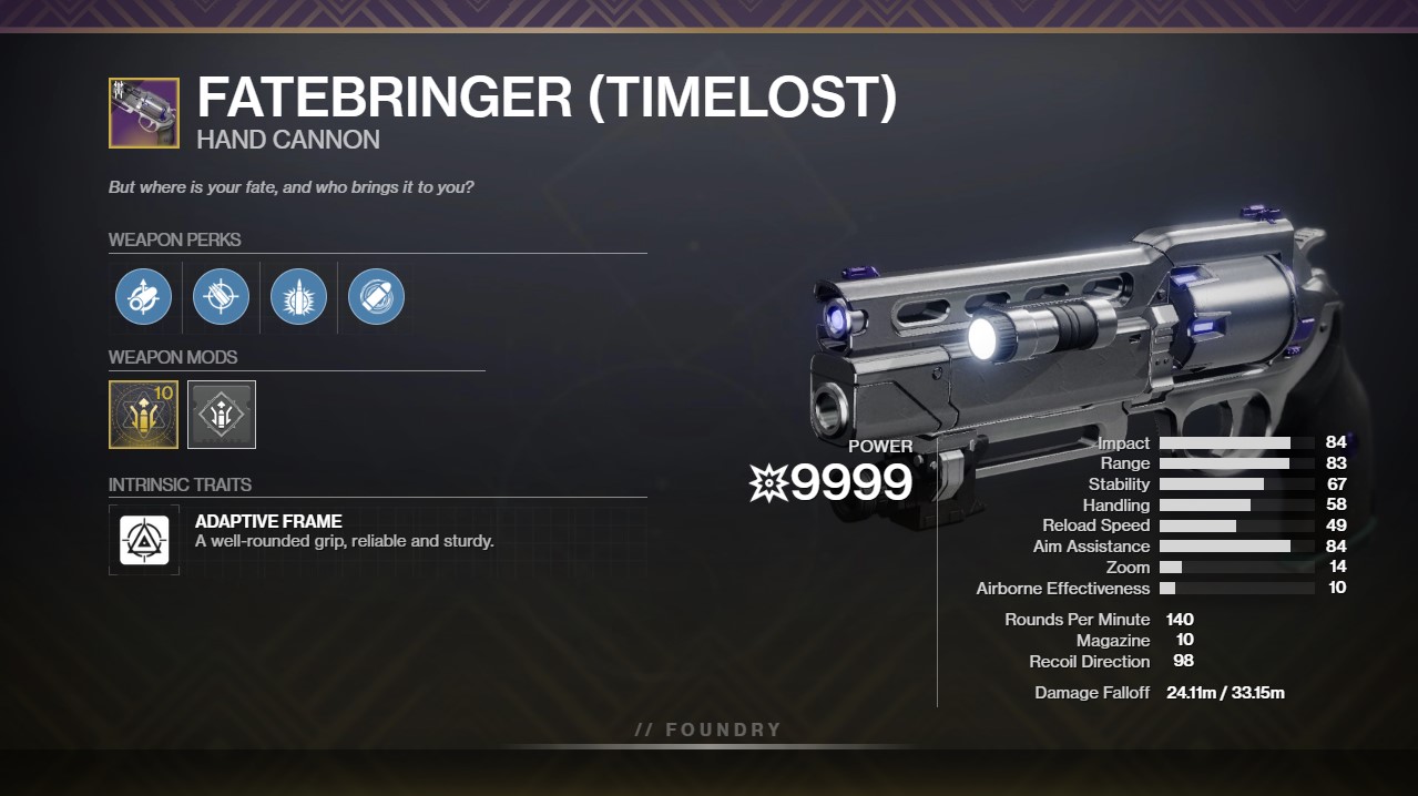 Destiny 2 Fatebringer God Roll and How to Get Deltia's Gaming