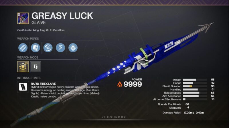 Destiny 2 Greasy Luck PvE God Roll