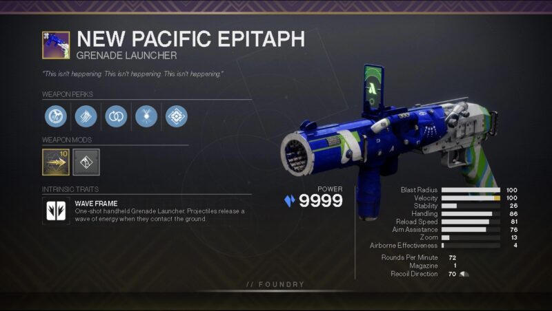 New Pacific Epitaph PVP God Roll